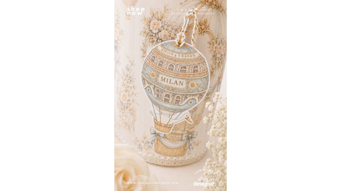 Trusou Botez Atelier Paris Carusel Vintage Monogramă Regală Balon cu Aer Cald 11
